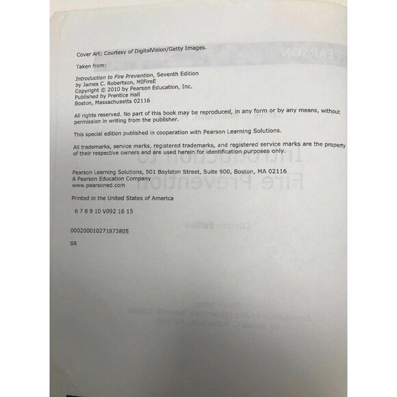 Introduction To Fire Prevention Custom Edition James C. Robertson Paperback Book - Picture 5 of 5